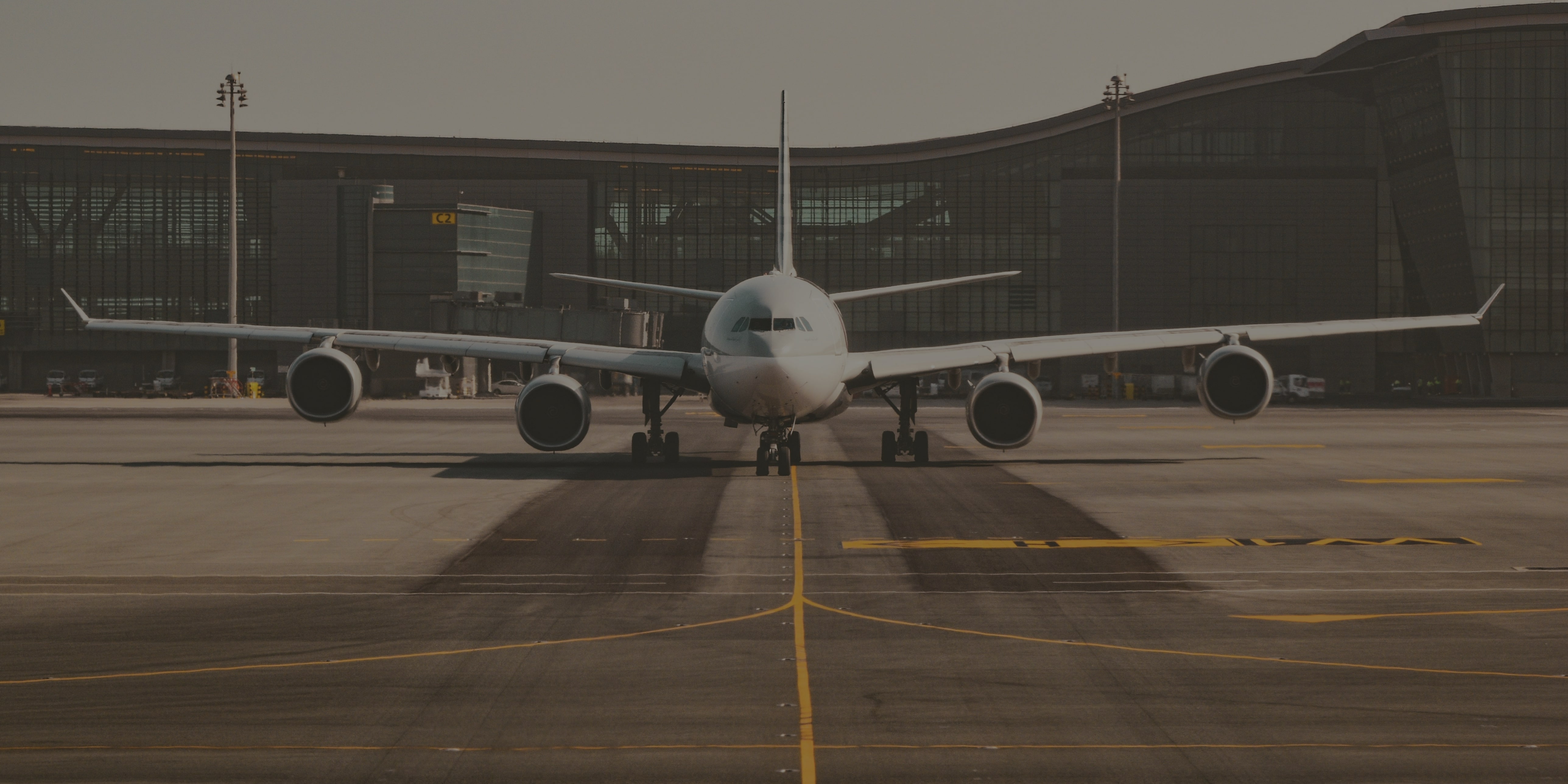 Airplane preparing at an airport.